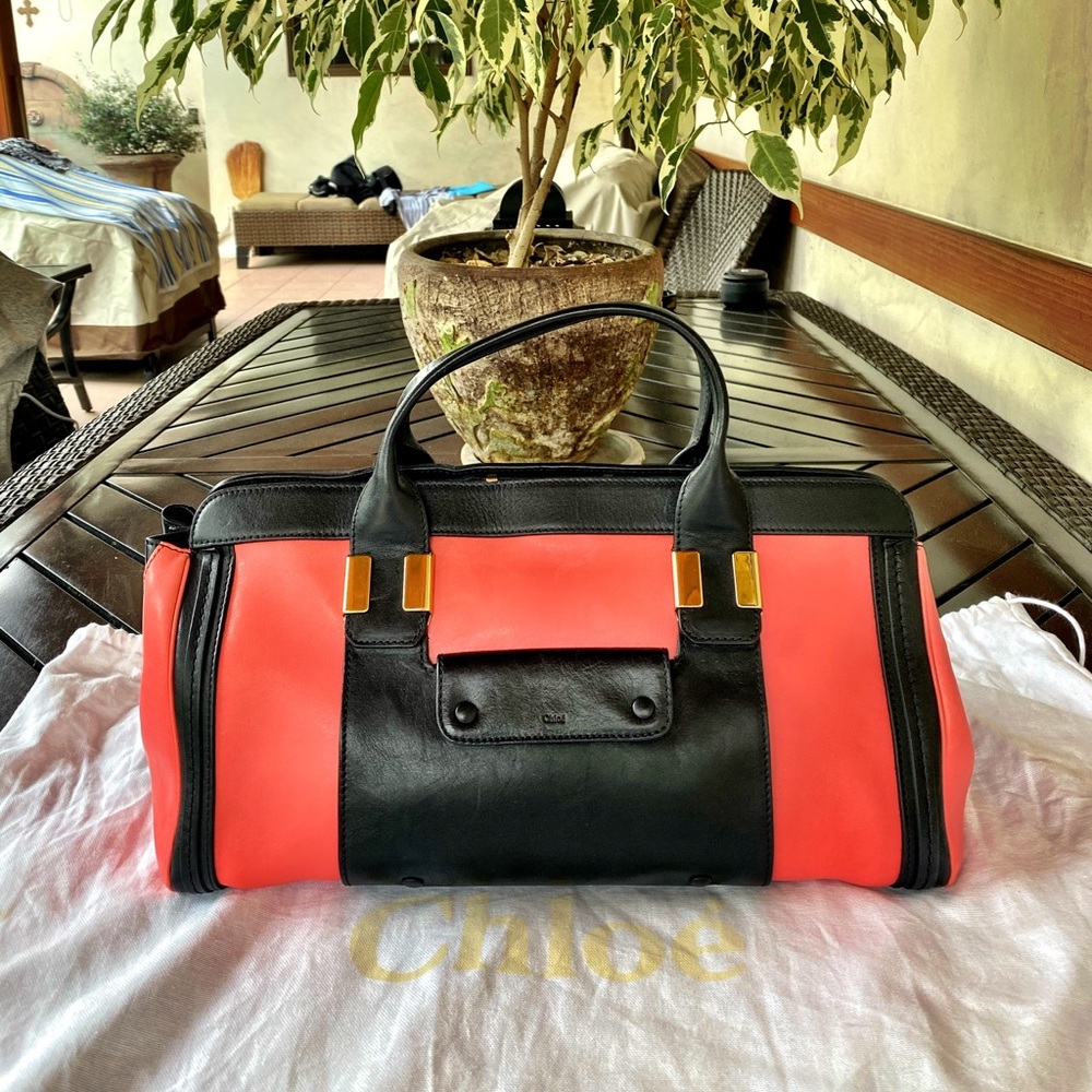 CHLOÈ Pink Leather Colorblock Alice Satchel Bag
